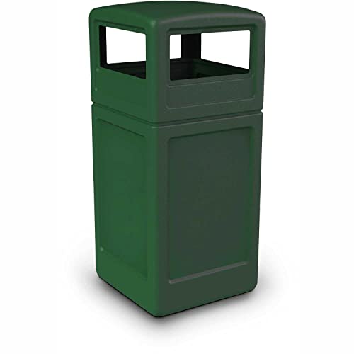Image of Commercial Zone-73295399 PolyTec 42 Gallon Square Waste Container with Dome Lid Color: Green