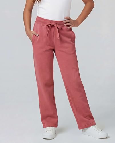 Image of Real Essentials 3 Pack: Girls' Fleece Open Bottom Soft Athletic Performance Casual Sweatpants(Ages 7-16)