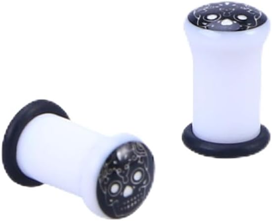 NOLITOY MM Acrylic Luminous Skull Ear Tunnel Plugs for Halloween Season