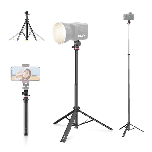 ULANZI MT-80 Trépied télescopique en Aluminium, Support d'éclairage Portable de 213 cm, rotule 360° avec Trous de Montage renforcés, trépied pour téléphones Portables, Lampes vidéo et Smartphones