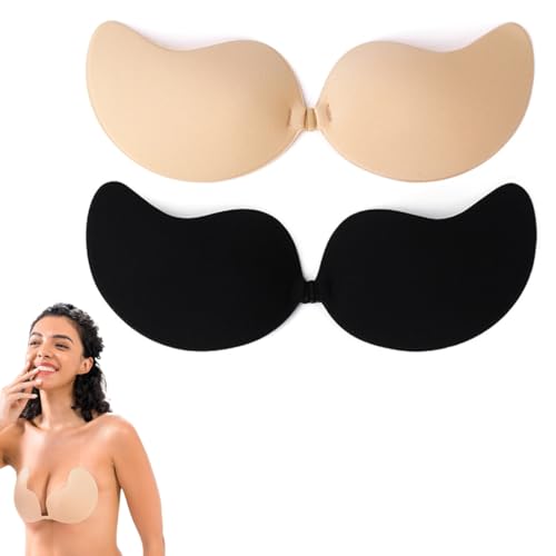 KEWUF Sujetadores Invisible Adhesivos 2 Pares Reutilizables Silicone para Vestido y Boda sujetador invisible pezoneras adhesivas invisibles sujetador adhesivo sujetador sin tirantes - Copa B