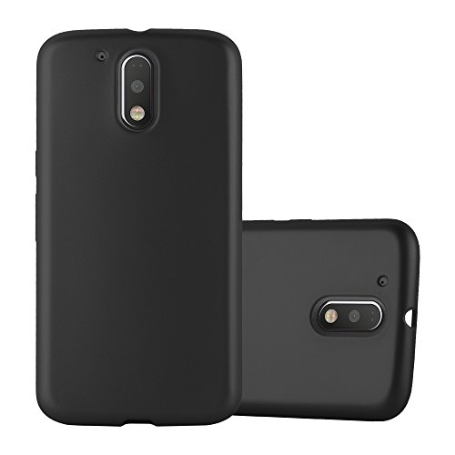 Cadorabo Funda para Motorola Moto G4 / G4 Plus en Metallic Negro - Cubierta Proteccíon de Silicona TPU Delgada e Flexible con Antichoque - Gel Case Cover Carcasa Ligera