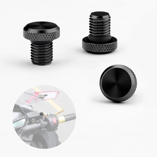 3pcs M10x1.25 Motorcycle Mirror Plug, Universal Space, Aluminum, Rear View Screws Suitable for Most Motorcycles (Honda, Yamaha, Kawasaki, Suzuki, Ducati) ATV and