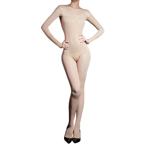 Medias de cuerpo completo 5D mujer lencería un hombro traje brillante RUIBAVYA