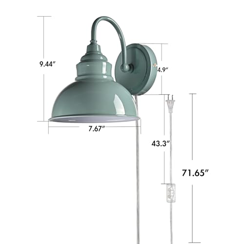 Image of Mini Gooseneck Wall Sconce, 2-Way Mount with Switch, Macaron Green | Flexible Gooseneck, Plug-in & Hardwired Dual Installation, On /Off Switch Included, Fits Bedroom, Corridor, Porch