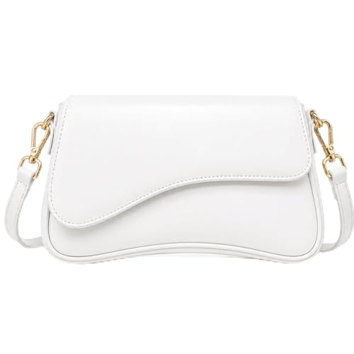 Bolsa Feminina 2 Alças Removíveis Couro Sintético Premium com Zíper e Fecho Magnético (Branco)