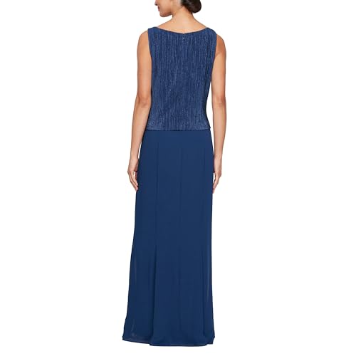 Image of Alex Evenings Women's Plus Size Long Scoop Neck Mock Gown with Embellished Neck Jacket, Wedding Guest, Formal Event Dress