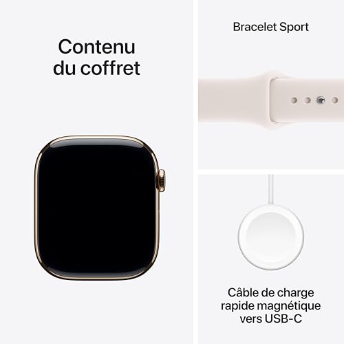 Apple Watch Series 11 [GPS + Cellular 46 mm] Montre connectée avec boîtier Or et Bracelet Sport Rose Tendre. Score de Sommeil, Moniteur d’activité, Suivi de la santé, écran Toujours activé