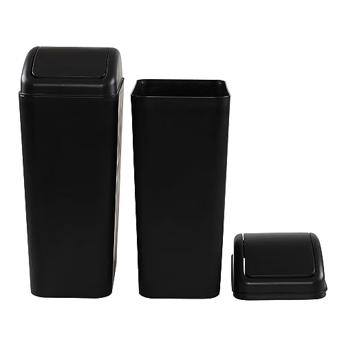 Image of 2-Pack 14 Liter Swing Lid Garbage Can, Plastic Small Trash Bin Wate Bin