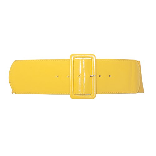 eVogues Plus Size Wide Patent Leather Fashion Belt Yellow - One Size Plus