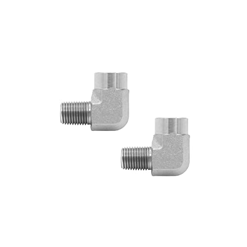 Image of (2-PACK) 5502-02-02 Hydraulic Hose Adapter Fitting 1 /8 inch Male (1 /8-27 NPTF) x 1 /8 inch Female (1 /8-27 NPTF) 90 Street Elbow SAE Pipe Joints Connector Carbon Steel