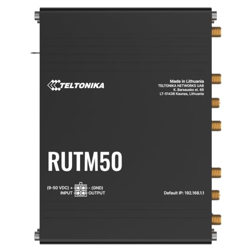Image of Teltonika RUTM50 RUTM50000000 Industrial 5G Cellular Router, Dual SIM Router with Wi-Fi 5, 5X Gigabit Ethernet, GNSS, SA /NSA 5G & 4G LTE Connectivity, Remote Management & VPN, North America Version