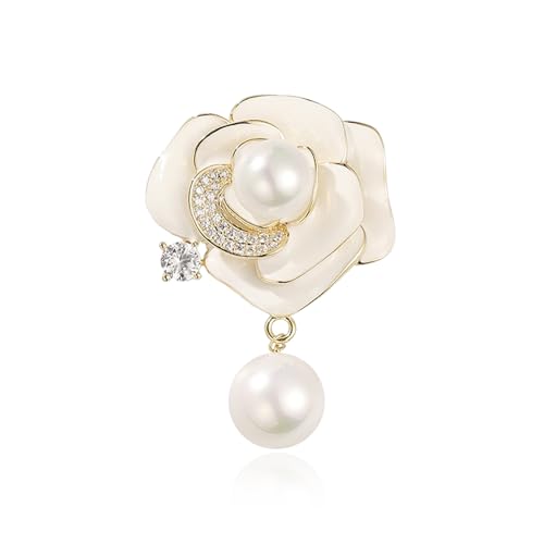 Image of Gold Crystal Flower Wreath Brooches for Womne Elegant Rhinestone Pearl Floral Brooch Pins Fashion Jewelry Brooch pin Accessories for Women Gift