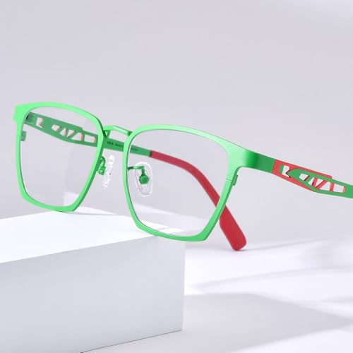 Image of FONEX Pure Titanium Glasses Frame Men Square Magnet Clip On Eyeglasses with Polarized Lens