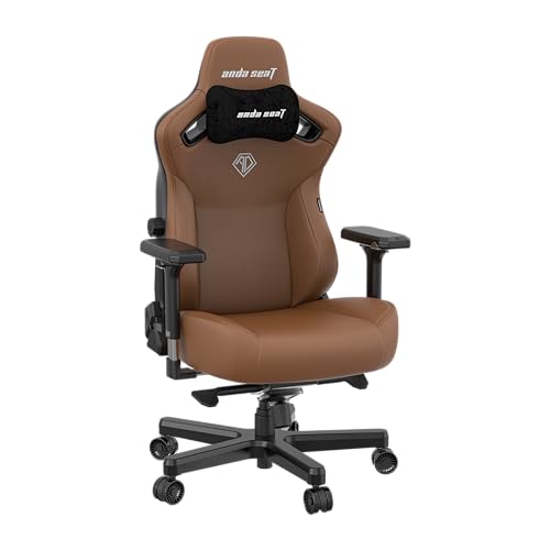 Image of Anda Seat Kaiser 3 Large Gaming Chair for Adults - Ergonomic Brown PVC Leather Gaming Seat with Lumbar Support, Comfortable Office Chair with Neck Support - Heavy Duty Wide Computer Seat