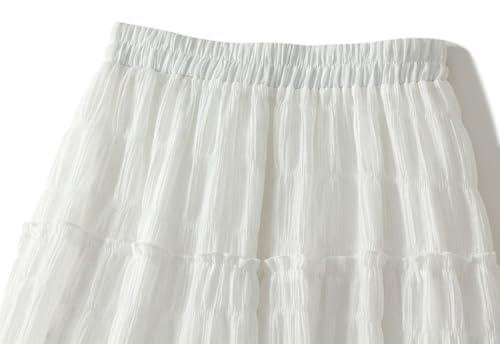 Womens A-Line Pleated Skirt Elastic High Waist Midi Skirts Trendy Casual Flowy Skirt for Prom Party Beach Vacation2