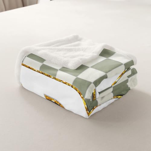 Image of Erosebridal Sage Green Checkered Sherpa Blanket Plaid Initial R Fuzzy Plush Throw Personalized Monogram Fleece Blanket for Kids Boys Girls,Fashion Grids Gingham Decor for Bed Couch Twin 60 inchx80 inch
