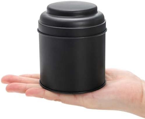 Lawei 9 Pack Tea Tin Canister with Airtight Double Lids, 8 Oz Round Loose Tea Containers, Small Kitchen Tin Can Box for Storage Loose Bags Coffee Sugar Candy Spices, Christmas Gift, Black - Thumbnail 2