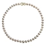 Collar de oro 925 para mujer, elegantes collares de perlas blancas de 9 mm, 45 cm, plata de ley, circonita cúbica