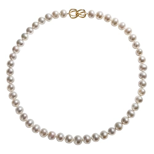 Collier perles blanches 9mm argent 925, fini les bijoux ternes avec ce collier élégant pour femme