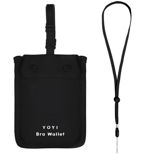 Image of YOYI YOYI Bra Wallet with Hidden Money Pouch & Secret Stash Pocket, Includes Neck Strap, RFID Blocking Fabric for Secure Storage of Cash, Cards, & Valuables - Ideal for Travel & Daily Use