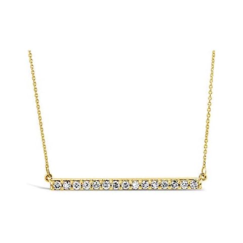 10K Yellow Gold Horizontal Diamond Bar Necklace Pendant 1/4 Cttw (I-J Color, I2-I3 Clarity), 16 inch, by Brilliant Expressions Cover