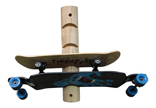 4 Place Longboard and Skateboard Wall Rack – Longboard Skateboard Wall Mount and Skate Board Wall Mounts for Longboards, Skateboard Rack, Lumber Rack, Longboard Wall Mount