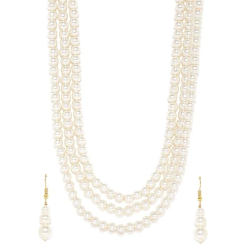 Image of Rubans Pearl Necklace Set Traditional Statement Jewellery Gift for Women & Girls