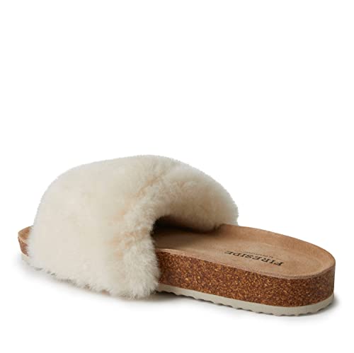 Dearfoams Women's Fireside Canberra Shearling Cork Footbed Easy on/Off Slide Sandal4