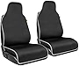 Caterpillar Waterproof Car Seat Covers for Front Seats, 2 Pack with Gray Trim – Durable Neoprene Seat Covers for Cars, Fits 95% of Cars Trucks SUV, Ideal Seat Protector for Leather Seats