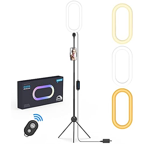 Ring Light with Tripod Stand and Phone Holder 14” Selfie Lights for TikTok Phone Videos LED Circle Halo Lighting for Desk Makeup Video Photography Studio Vlog Recording (77" Tall) Cover