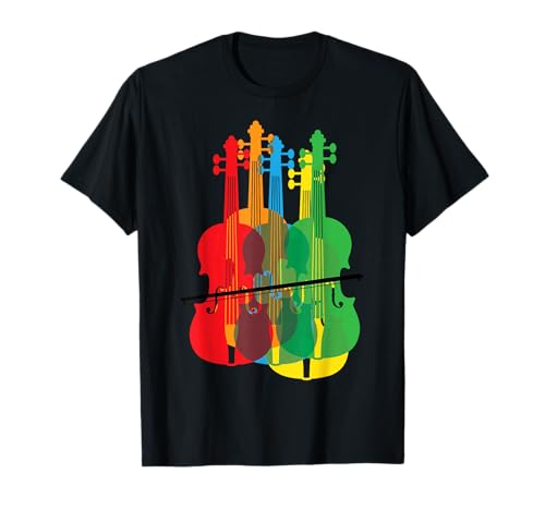 Multicolored Violins Birthday Gift for Musicians T-Shirt