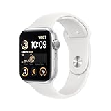 Apple Watch SE (2nd Gen) (GPS, 44mm) - Silver Aluminum Case with White Sport Band, M/L (Renewed)