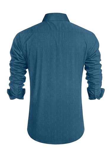 Image of Tailored Fit Men's Embossed Cotton Fabric with Long Sleeves Premium Casual Shirt for Men