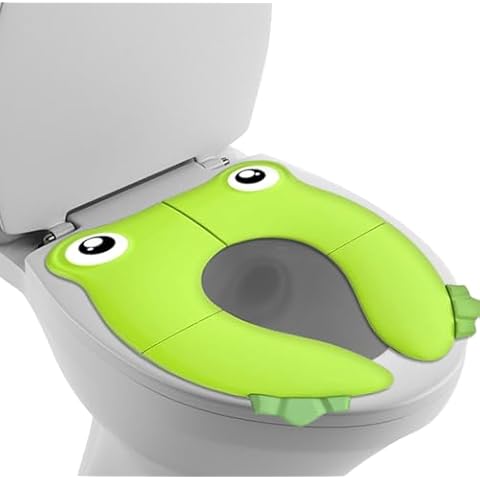 Portable Potty Training Seat with Dinosaur Theme Training Chart for Boys, Non-Slip Grip Foldable Toilet Seat, Toilet Training Seat Fits Round & Oval Toilets Home & Travel use, Bag Included Cover
