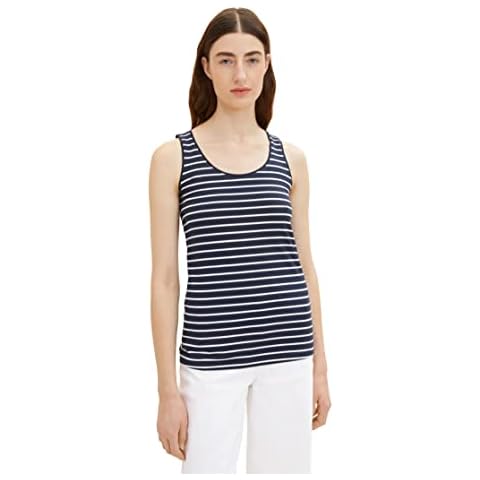 TOM TAILOR Women's Slim Fit Top in Blue Cover