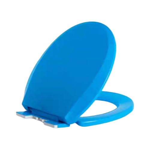 Asiento de inodoro engrosado con bisagras ajustables de acero inoxidable y función de cierre suave; adecuado for inodoros en forma de O(Blue)