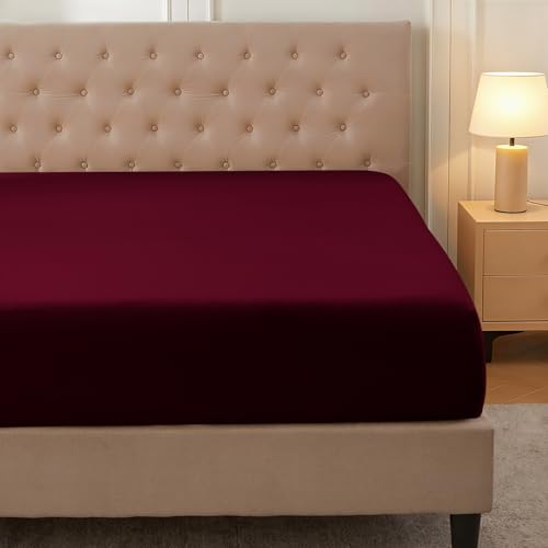 CELESTA Baumwolle Spannbetttuch, 200x220 Bordeaux Bordeaux 200x220cm