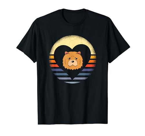 Chow Chow Vintage Heart Funny Chow Dog Lover Maglietta