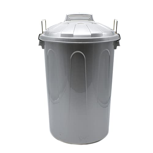 CABLEPELADO Cubo de Basura con tapa, Cubo basura Industrial, Cubo basura Plástico con asas metálicas, Contenedor residuos, 78 cm alto x 48.5 cm Diámetro superior, Capacidad 100 Litros, Gris