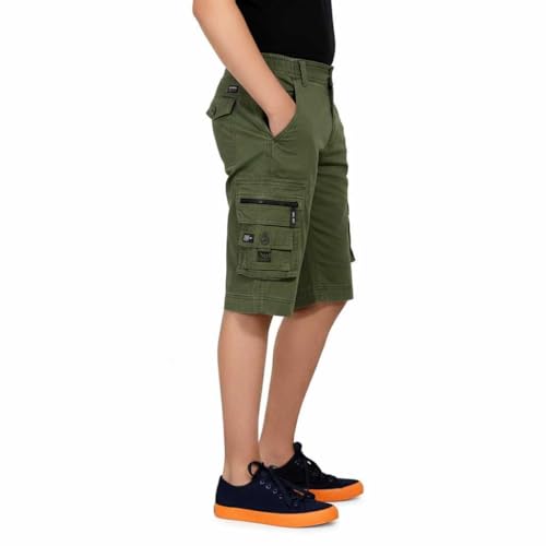 AERO CRAFT 8 Pocket Mens Cargo Shorts Solid Green SIZE-32 : Amazon