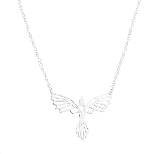 Collier d'origami phénix hypoallergénique - Bijou géométrique léger qui ne ternit pas