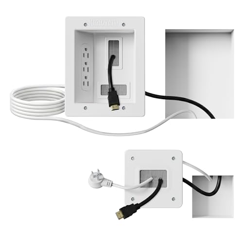 Mount-It! in-Wall TV Cable Management Kit with Recessed Power - Triple Outlet, 9ft Extension Cord and Hand Saw - Easy, Safe TV Outlet Wall Kit and TV Cable Hider Behind Wall