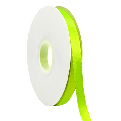 Lime Green Ribbon 3/8 Inch x 50 Yards Satin Ribbon Continuous Single Face for Crafts Gift Wrapping Floral Bouquet Weddings and Decorations with Spool