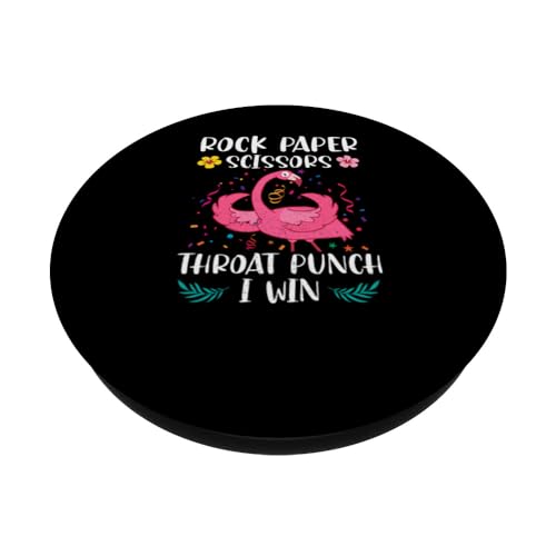 Rock Paper Scissors Throat Punch I Win Funny Flamingo Game PopSockets Swappable PopGrip, Black - Image 2