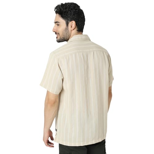 Image of Spykar Men's Relaxed Fit N /A Half Sleeve Striped Casual Shirts