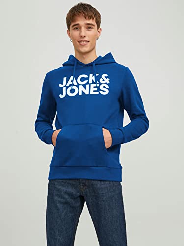JACK & JONES JACK & JONES Herren JJECORP Logo Sweat Hood, Classic Blue/Large Print/W Wh, M - Detailansicht 2 | TV | Video | Foto