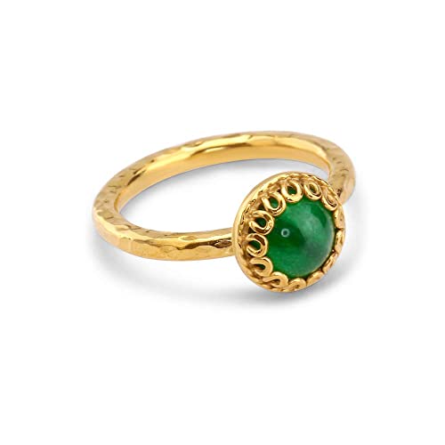 AtlantisFineJewels Green Jade Stack Ring Sterling Silver