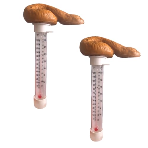 Floating Poop Shape Swimming Pool Thermometer, Funny Prank Water Thermometers for Easy Read Temperature, Durable Thermometer for Spa Hot Tubs Aquariums Pools (2pcs)