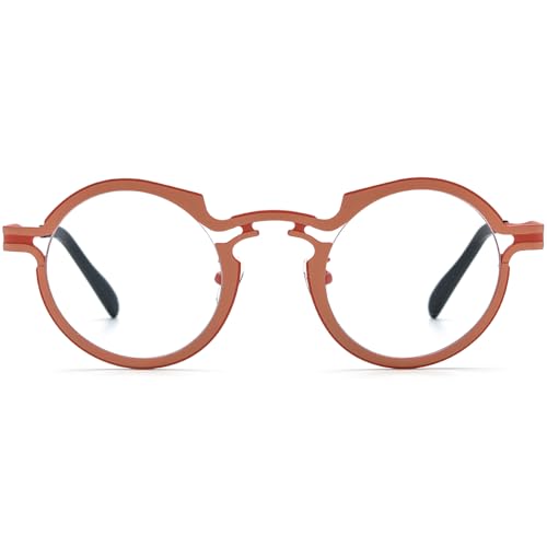 Image of FONEX Colorful Pure Titanium Glasses Frame Women Retro Round Eyeglasses